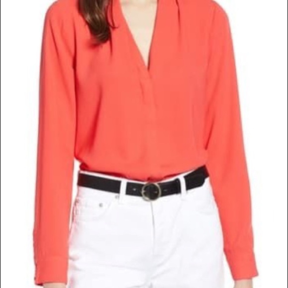 Halogen long sleeve V-neck blouse